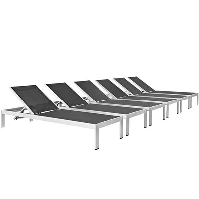 Product Image: EEI-2474-SLV-BLK-SET Outdoor/Patio Furniture/Outdoor Chaise Lounges