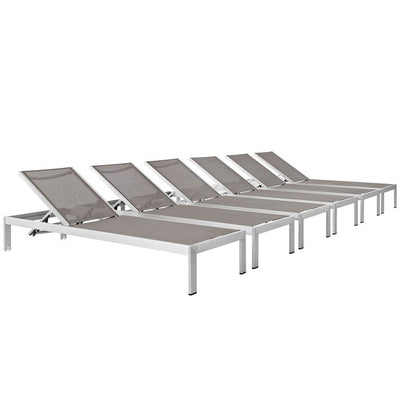 Product Image: EEI-2474-SLV-GRY-SET Outdoor/Patio Furniture/Outdoor Chaise Lounges