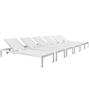 EEI-2474-SLV-WHI-SET Outdoor/Patio Furniture/Outdoor Chaise Lounges