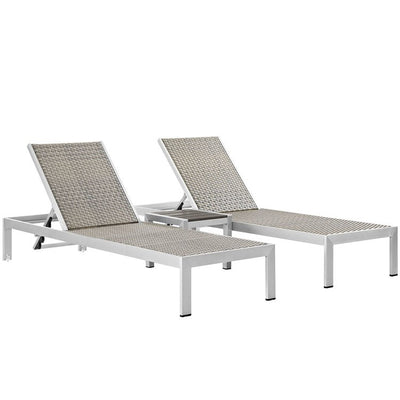 Product Image: EEI-2476-SLV-GRY-SET Outdoor/Patio Furniture/Outdoor Chaise Lounges