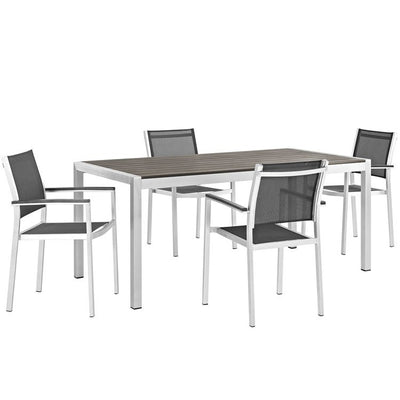 EEI-2483-SLV-BLK-SET Outdoor/Patio Furniture/Patio Dining Sets