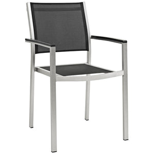 EEI-2486-SLV-BLK-SET Outdoor/Patio Furniture/Patio Dining Sets