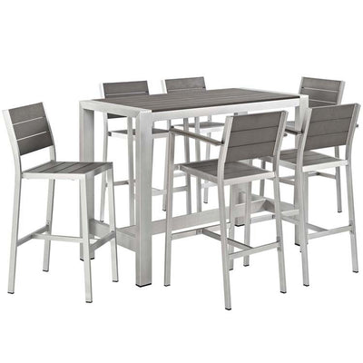 Product Image: EEI-2587-SLV-GRY-SET Outdoor/Patio Furniture/Patio Bar Furniture