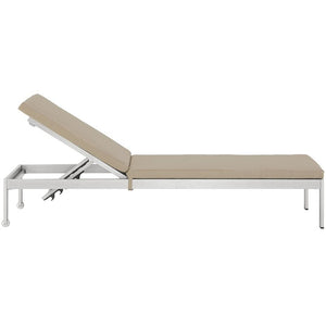 EEI-2660-SLV-BEI Outdoor/Patio Furniture/Outdoor Chaise Lounges