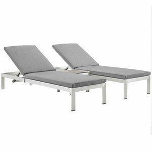 EEI-2736-SLV-GRY-SET Outdoor/Patio Furniture/Outdoor Chaise Lounges