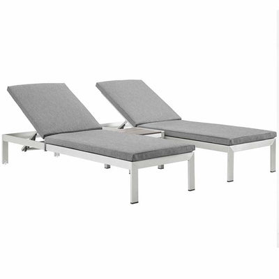 Product Image: EEI-2736-SLV-GRY-SET Outdoor/Patio Furniture/Outdoor Chaise Lounges