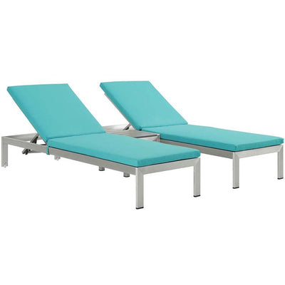 Product Image: EEI-2736-SLV-TRQ-SET Outdoor/Patio Furniture/Outdoor Chaise Lounges