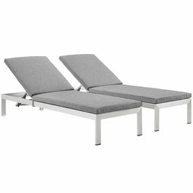 Shore Outdoor Patio Aluminum Chaise Lounge Chairs with Cushions Set of 2