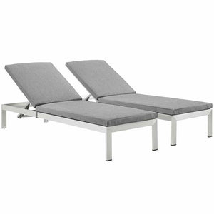 EEI-2737-SLV-GRY-SET Outdoor/Patio Furniture/Outdoor Chaise Lounges