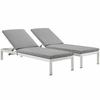 Product Image: EEI-2737-SLV-GRY-SET Outdoor/Patio Furniture/Outdoor Chaise Lounges