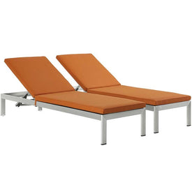 Shore Outdoor Patio Aluminum Chaise Lounge Chairs with Cushions Set of 2