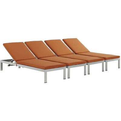 Product Image: EEI-2738-SLV-ORA-SET Outdoor/Patio Furniture/Outdoor Chaise Lounges