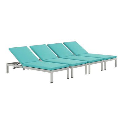 Product Image: EEI-2738-SLV-TRQ-SET Outdoor/Patio Furniture/Outdoor Chaise Lounges