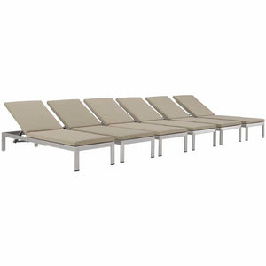 EEI-2739-SLV-BEI-SET Outdoor/Patio Furniture/Outdoor Chaise Lounges