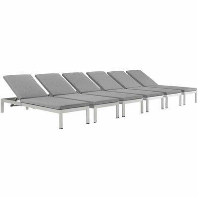 Product Image: EEI-2739-SLV-GRY-SET Outdoor/Patio Furniture/Outdoor Chaise Lounges