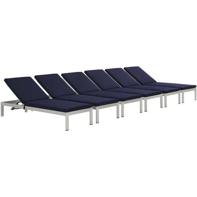 EEI-2739-SLV-NAV-SET Outdoor/Patio Furniture/Outdoor Chaise Lounges