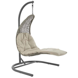 Landscape Outdoor Patio Hanging Swing Chaise Lounge Chair with Stand