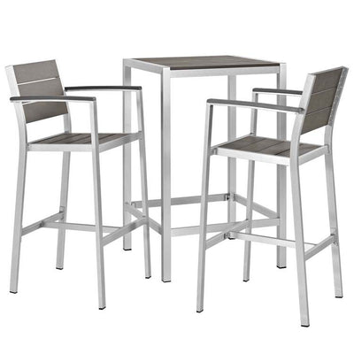 Product Image: EEI-3157-SLV-GRY-SET Outdoor/Patio Furniture/Patio Bar Furniture
