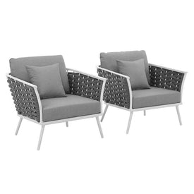 Stance Outdoor Patio Aluminum Armchairs Set of 2