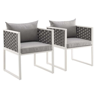 Product Image: EEI-3183-WHI-GRY-SET Outdoor/Patio Furniture/Outdoor Chairs