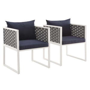 EEI-3183-WHI-NAV-SET Outdoor/Patio Furniture/Outdoor Chairs