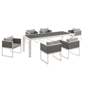 EEI-3185-WHI-GRY-SET Outdoor/Patio Furniture/Patio Dining Sets
