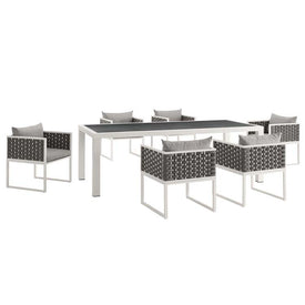 Stance Seven-Piece Outdoor Patio Aluminum Dining Set
