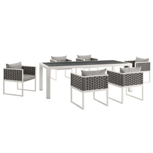 EEI-3185-WHI-GRY-SET Outdoor/Patio Furniture/Patio Dining Sets