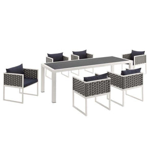 EEI-3185-WHI-NAV-SET Outdoor/Patio Furniture/Patio Dining Sets