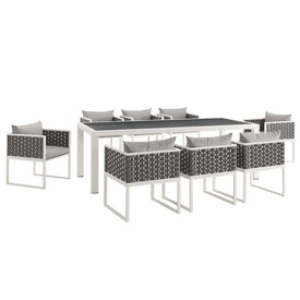 Stance Nine-Piece Outdoor Patio Aluminum Dining Set