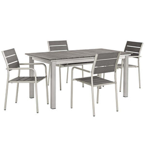 EEI-3197-SLV-GRY-SET Outdoor/Patio Furniture/Patio Dining Sets