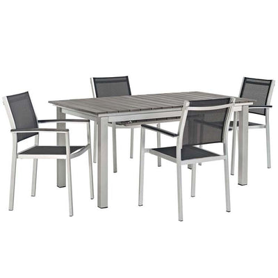 Product Image: EEI-3198-SLV-BLK-SET Outdoor/Patio Furniture/Patio Dining Sets