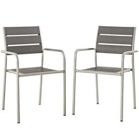 Shore Outdoor Patio Aluminum Dining Rounded Armchairs Set of 2