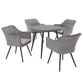 Endeavor Five-Piece Outdoor Patio Wicker Rattan Dining Set