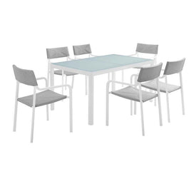 Raleigh Seven-Piece Outdoor Patio Aluminum Dining Set with Stackable Chairs