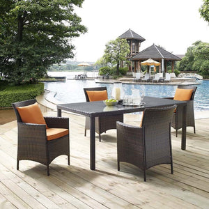 EEI-3892-BRN-ORA-SET Outdoor/Patio Furniture/Patio Dining Sets