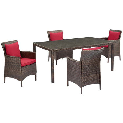 Product Image: EEI-3892-BRN-RED-SET Outdoor/Patio Furniture/Patio Conversation Sets