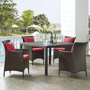 EEI-3893-BRN-RED-SET Outdoor/Patio Furniture/Patio Conversation Sets