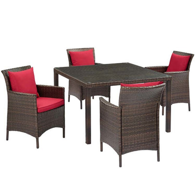 Product Image: EEI-3893-BRN-RED-SET Outdoor/Patio Furniture/Patio Conversation Sets