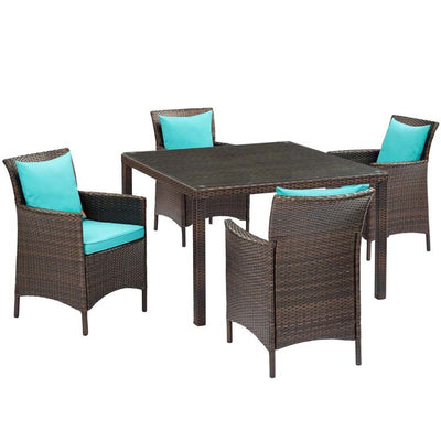 Product Image: EEI-3893-BRN-TRQ-SET Outdoor/Patio Furniture/Patio Conversation Sets