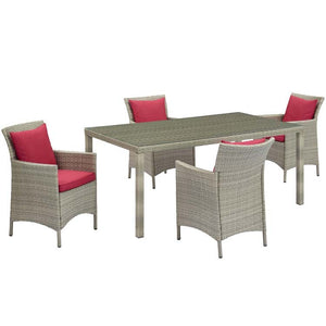 EEI-3894-LGR-RED-SET Outdoor/Patio Furniture/Patio Conversation Sets