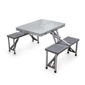 Aluminum Portable Picnic Table with Seats, Silver