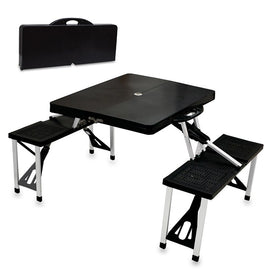 Picnic Table Portable Folding Table with Seats, Black