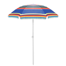 Portable Beach Umbrella, Multi-Color Stripes
