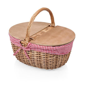 Country Picnic Basket, Red Check