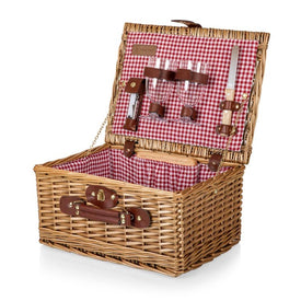 Classic Wine and Cheese Basket, Red and White Check