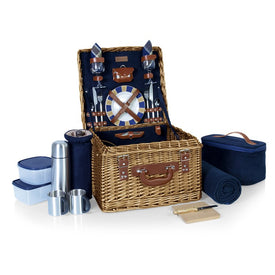 Canterbury Picnic Basket, Navy with Plaid