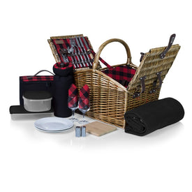 Somerset Picnic Basket, Red and Black Buffalo Plaid