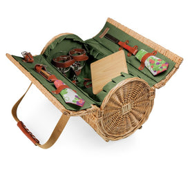 Verona Wine and Cheese Picnic Basket, Pine Green with Nouveau Grape