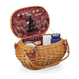 Highlander Picnic Basket, Red Tartan